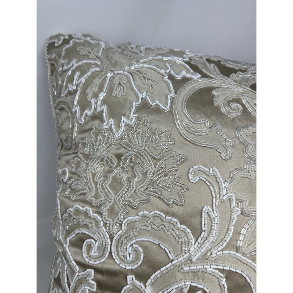 Glass Beaded Pillow By Elizabeth Phillips Handmade Rare EUC 22x22 - Picture 2 of 12